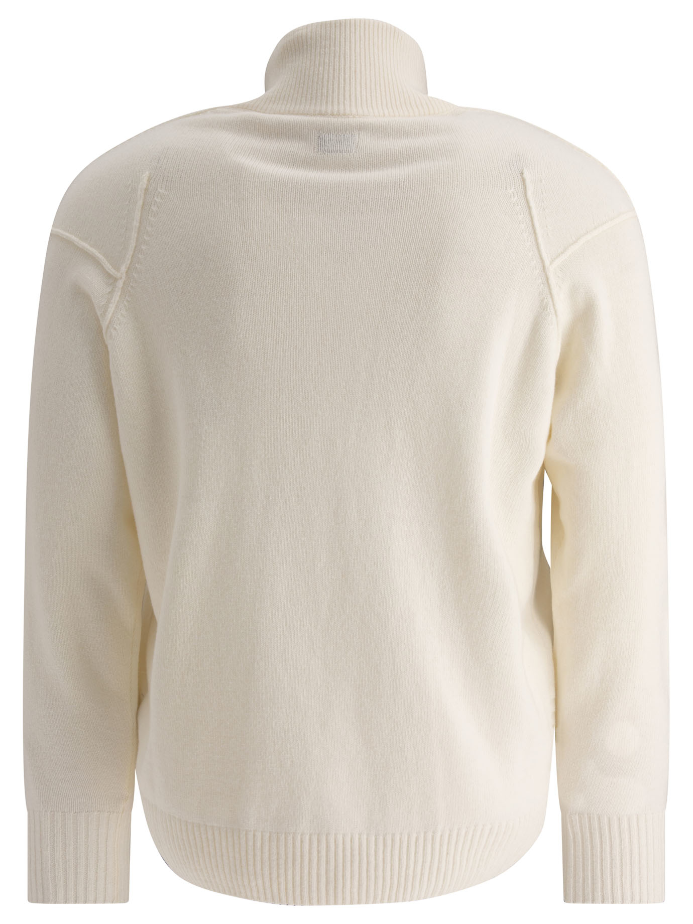 C.P. COMPANY White Half-zip sweater with Lens detail